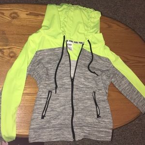 Neon green and gray hoodie